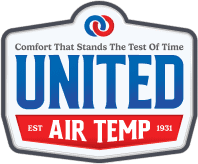 United Air Temp logo with a slogan reading "Leader in Home Comfort Since 1931"