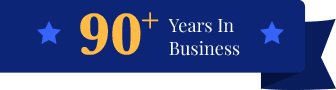 Over 90 years in business blue banner