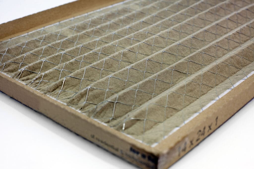 Closeup of dirty air conditioning filter