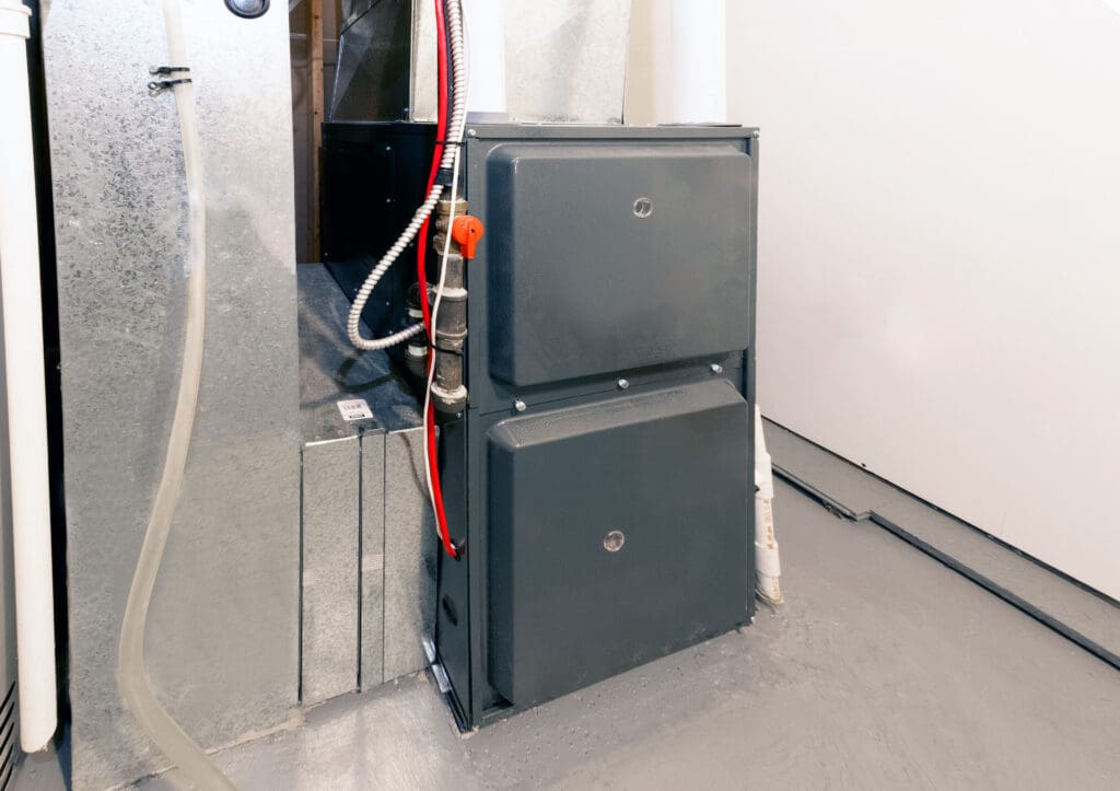 A high-efficiency electric furnace in a basement