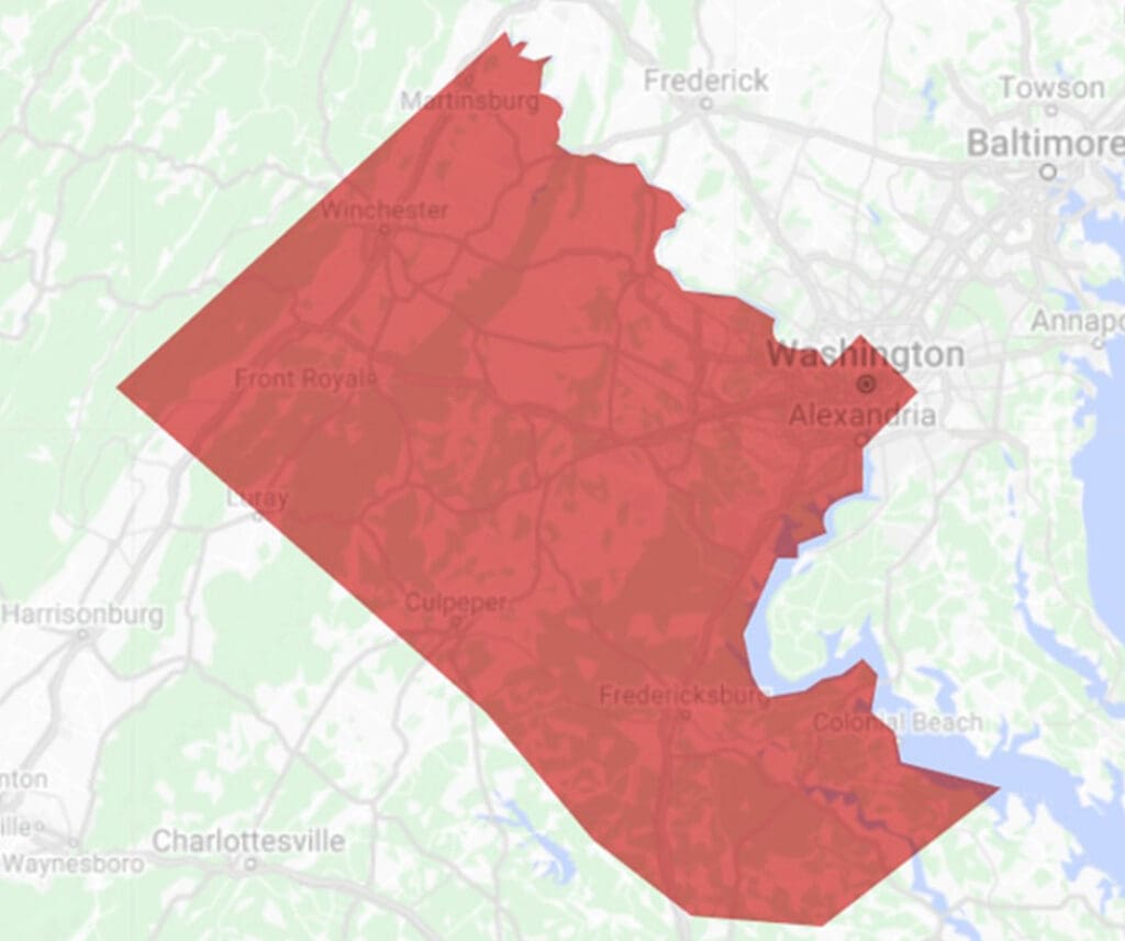DC/Northern Virginia Service Area Map
